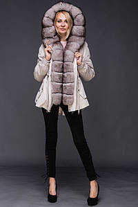 Жіноча парка з натуральним хутром песця