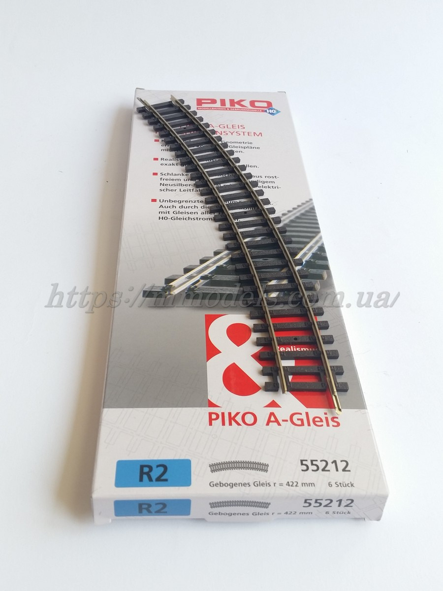 PIKO A-Gleis 55212 Рельси радіусні R2 ( радіус кривої 421,88 мм 30°) масштабу 1:87