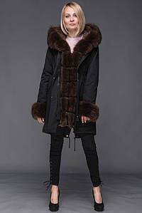 Жіноча парка з натуральним хутром песця