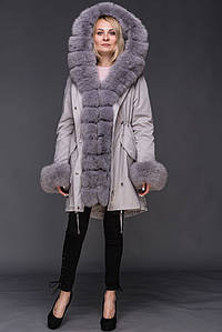 Жіноча парка з натуральним хутром песця