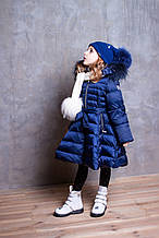Стильне дитяче пальто для дівчинки DB Kids Італія 18101 Синій  ⁇  Верхній одяг для дівчаток