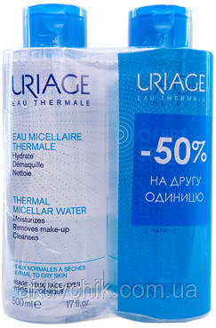 Набір "Міцелярна вода для нормальної і сухої шкіри Дуо" Uriage (water/2x500ml)