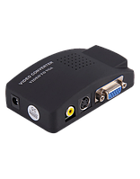 03-00-026. Конвертор AV в VGA (AV (гніздо RCA) + гніздо VGA (IN) → гніздо VGA (OUT)), із живленням