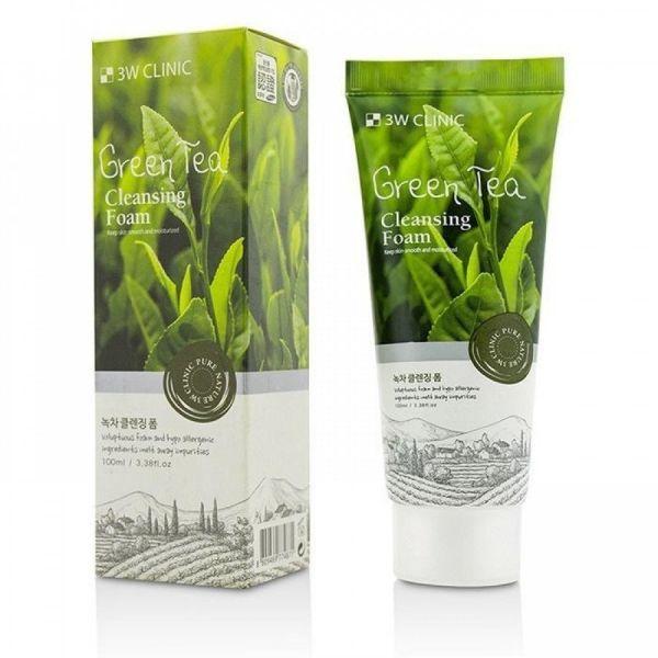 Очищаюча пінка для вмивання 3W CLINIC Green Tea Cleansing Foam з екстрактом листя зеленого чаю 100 мл