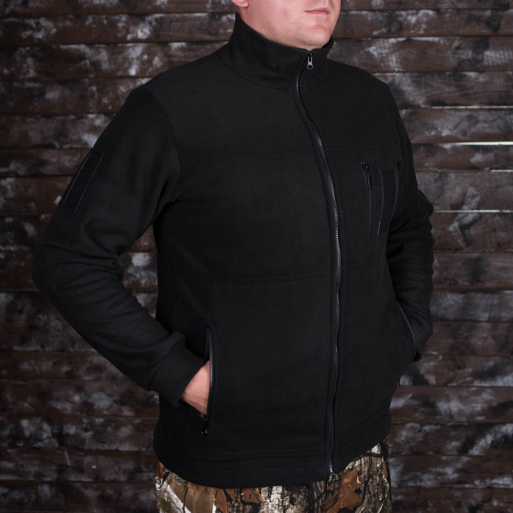 Кофта флісова UkrCamo 44-60р з липучками чорна