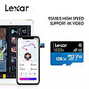 Професійна оригінальна карта пам'яті Lexar micro SD 32 Gb class 10 633x + SD reader, фото 5