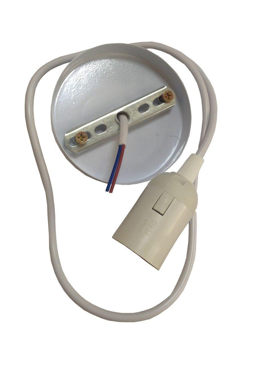 Патрон вінтажний металевий білий підвісний з проводом 1М+монт.комплект (200шт/ящ) LUMANO