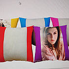 Подушка плюшева 40х40см з кольоровими вставками для сублімації СИНЯ, фото 2