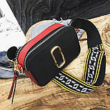 Сумка жіноча Camera Bag у стилі Marc Jacobs з 2 плечовими ремінцями (чорна), фото 2