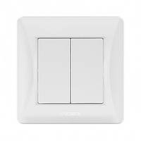 VIDEX BINERA Вимикач білий 2кл (VF-BNSW2-W) (20/120)