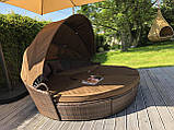 Ліжко шезлонг кругле, лаунж із ротанга 210 см., фото 8