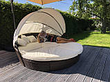 Ліжко шезлонг кругле, лаунж із ротанга 210 см., фото 4