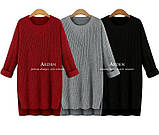 Жіночий зимовий светр туніка однотонний сірого кольору, фото 7