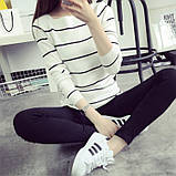 Жіноча стильна кофта в смужку чорна легка, фото 4