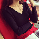 Жіноча молодіжна ошатна біла кофта з вирізом, фото 2