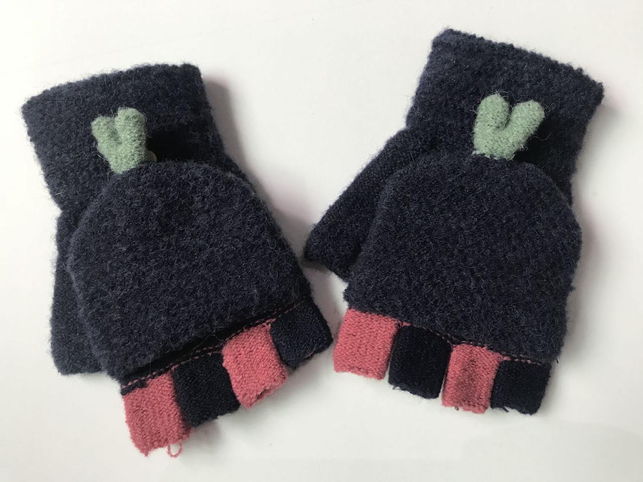 Рукавички жіночі з відкритими пальцями темно-сині, фото 1