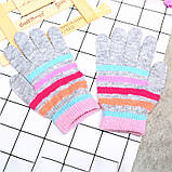 Рукавички рожеві для дівчинки весна/осінь в смужку, фото 2