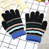 Рукавички рожеві для дівчинки весна/осінь в смужку, фото 3