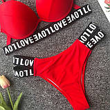 Купальник жіночий роздільний Love, розмір L (червоний), фото 7