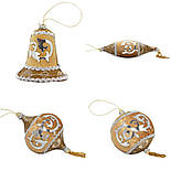 Ялинкова іграшка м'яка Дзига, 10 см, бежевий з бісером (430291-3), фото 2