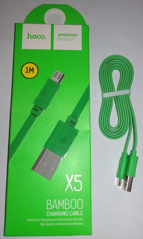 Кабель Hoco USB X5 Bamboo micro 1 м зелений