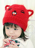 Зимова шапочка дитяча жовта з малюнком і вушками, фото 7