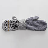 Жіночі зимові рукавички з малюнком сірі, фото 5