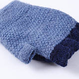 Рукавички-рукавиці з відкритими пальцями унісекс блакитні з синіми пальчиками, фото 5