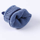 Рукавички-рукавиці з відкритими пальцями унісекс блакитні з синіми пальчиками, фото 6