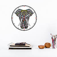 Настінні годинники Слон Слон з малюнком мандали Круглі годинники настінні Індійський слон 30 сантиметрів