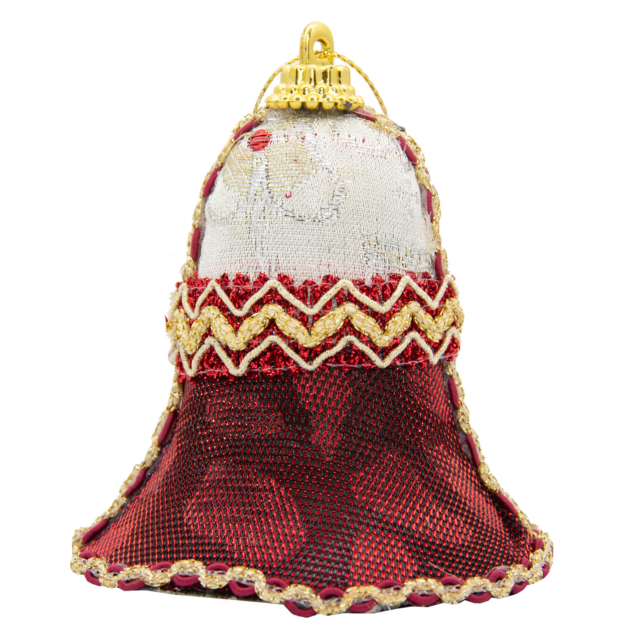 Ялинкова іграшка м'яка - Дзвіночок, 10 см, червоний, текстиль з бісером (430246-2), фото 1