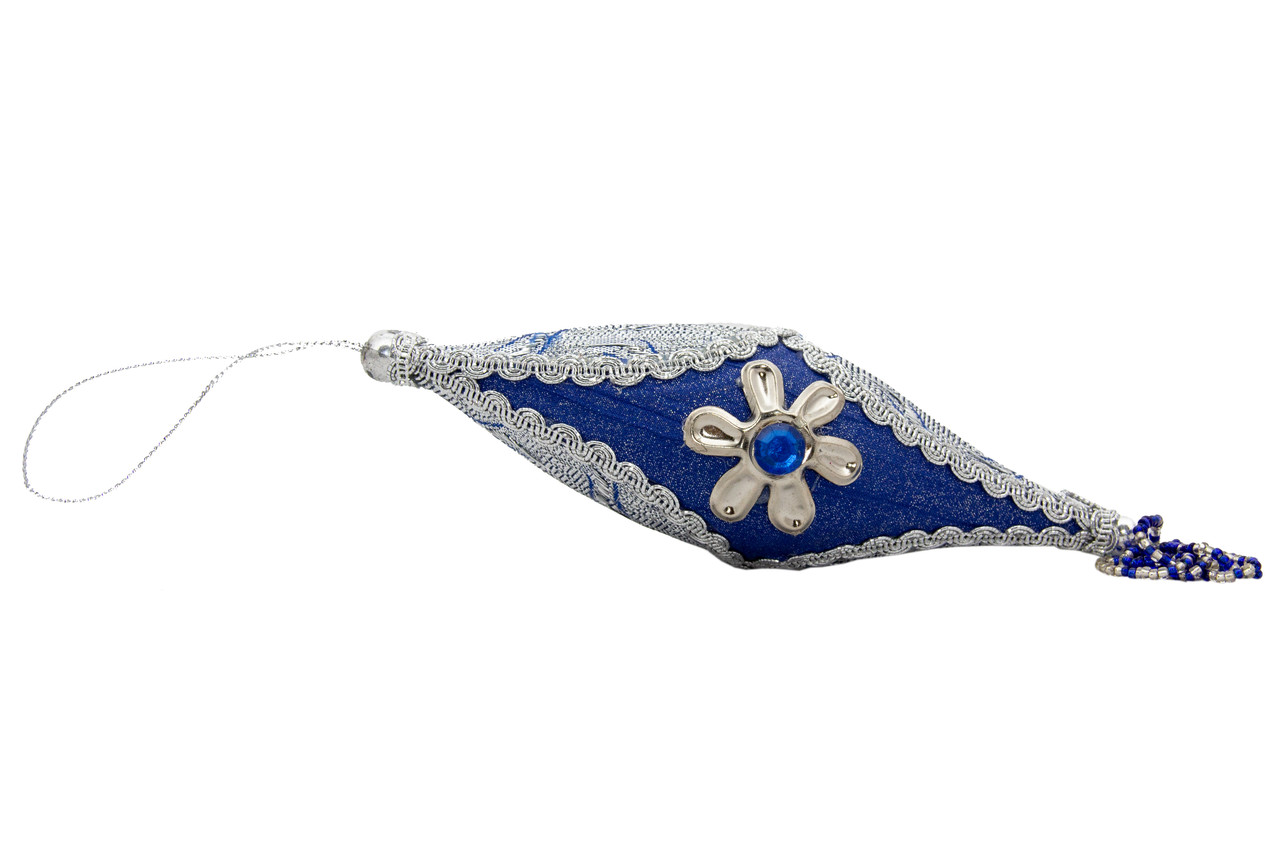 Ялинкова іграшка м'яка Бурулька, 10 см, синій з бісером (430260-2), фото 1