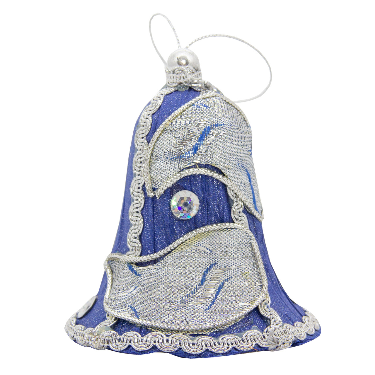 Ялинкова іграшка м'яка Дзвіночок, 10 см, синій з бісером (430277-1), фото 1