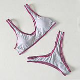 Роздільний блискучий жіночий купальник рожевого кольору, фото 4