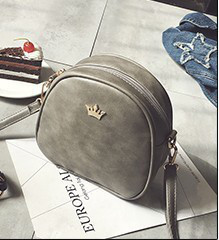 Жіноча маленька сумочка на блискавці сіра через плече, фото 1