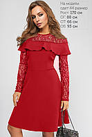 Женское приталенное платье с гипюром Эстель Lipar Красное
