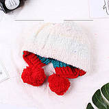 Зимова шапка дитяча з помпоном бежева, фото 5