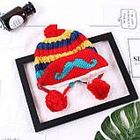 Зимова шапка дитяча з помпоном бежева, фото 2