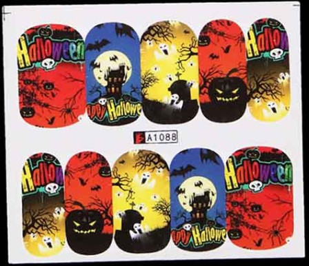 Наклейки для нігтів Хелловін малюнок 5 на 6 см різнобарвний, фото 1