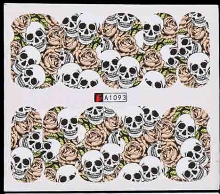 Наклейки для нігтів Хелловін з малюнком черепів 5 на 6 см різнобарвний, фото 1