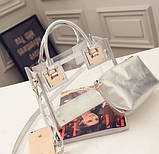 Стильна сумка прозора + косметичка сіра, фото 2