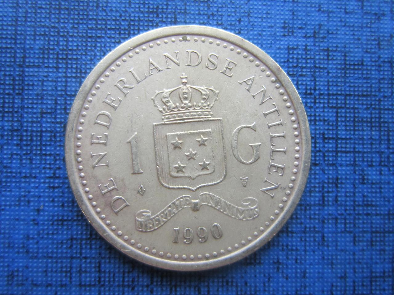 Монета 1 гульден Нидерландские Антильские острова Антилы 1990 - фото 1 - id-p360420463