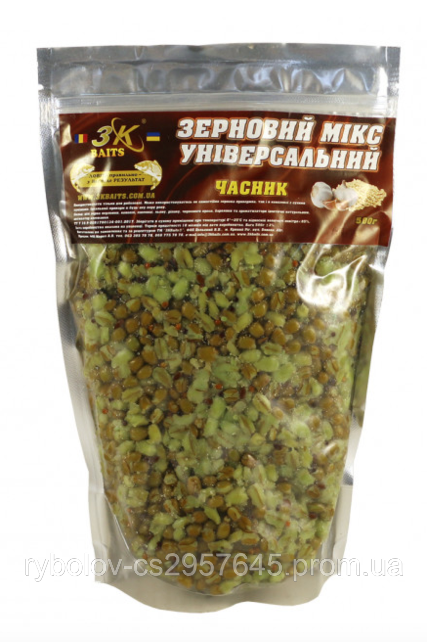 Прикорм 3K Baits Зерновий мікс універсальний Часник 500 г