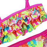 Дитячий яскравий купальник з рюшами роздільний рожевий, фото 2