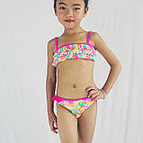 Дитячий яскравий купальник з рюшами роздільний рожевий, фото 3