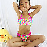 Дитячий яскравий купальник з рюшами роздільний рожевий, фото 4