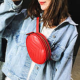 Поясна сумка бананка червона із стьобаної екошкіри, фото 2