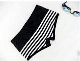Чоловічі плавки боксери пляжні на резинці в смужку чорні, фото 5