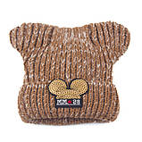 Детская зимняя шапочка для девочки Микки с ушками черная, фото 2