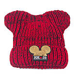 Детская зимняя шапочка для девочки Микки с ушками черная, фото 3